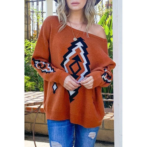 Aztec Printed Pullover Sweater LECCE