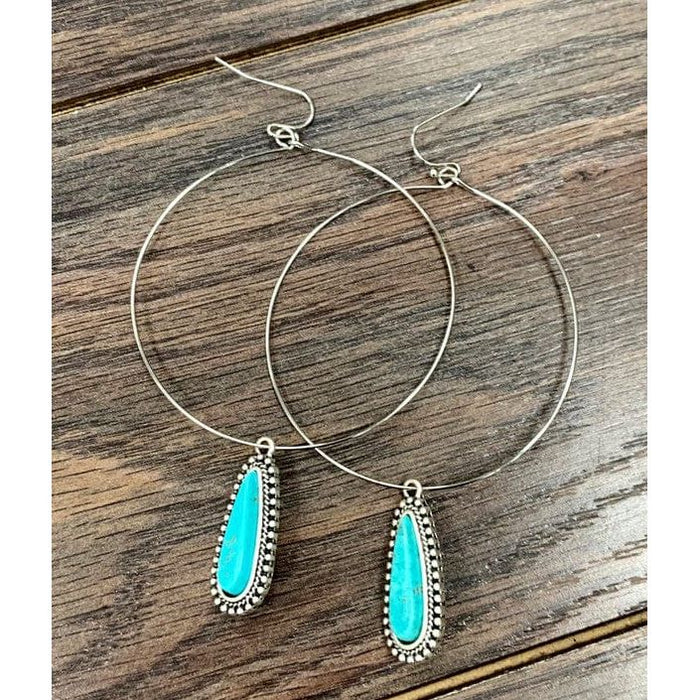 Natural turquoise hoop earrings