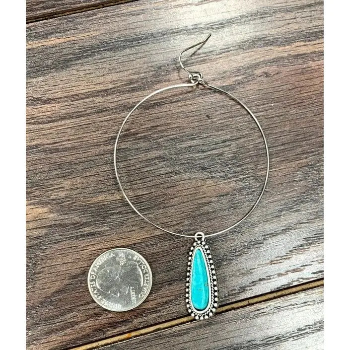 Natural turquoise hoop earrings