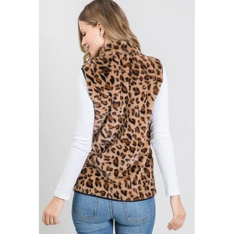 Animal Print Padded Vest With Side Pockets Detail LECCE