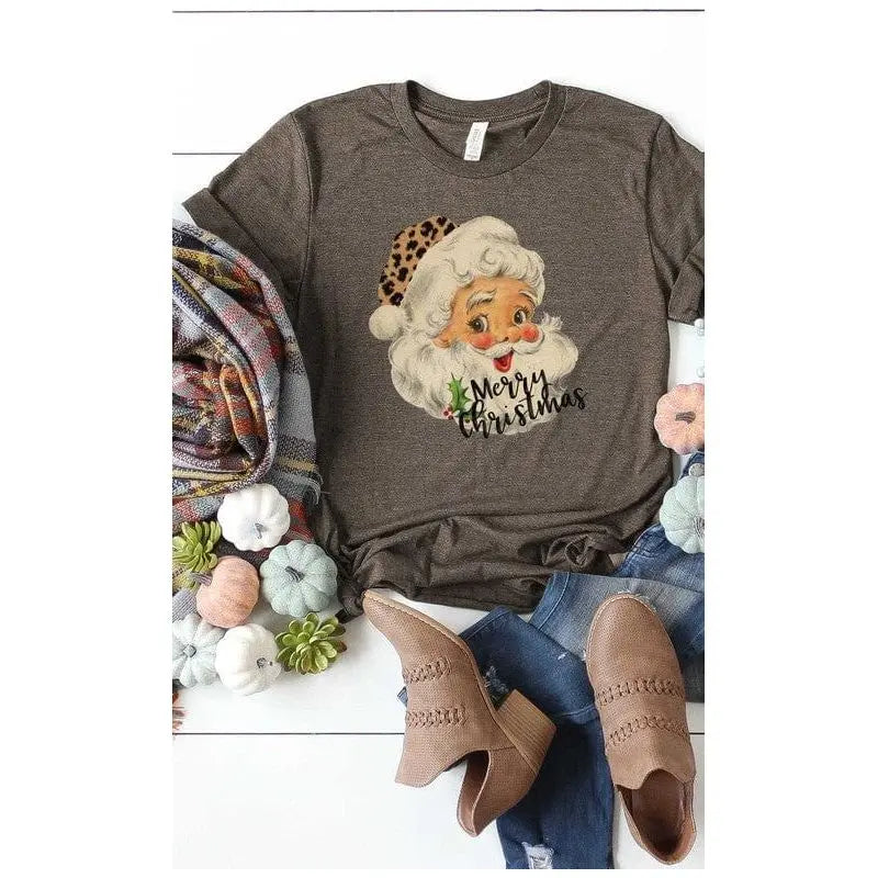 Leopard hat retro santa graphic tee L&B