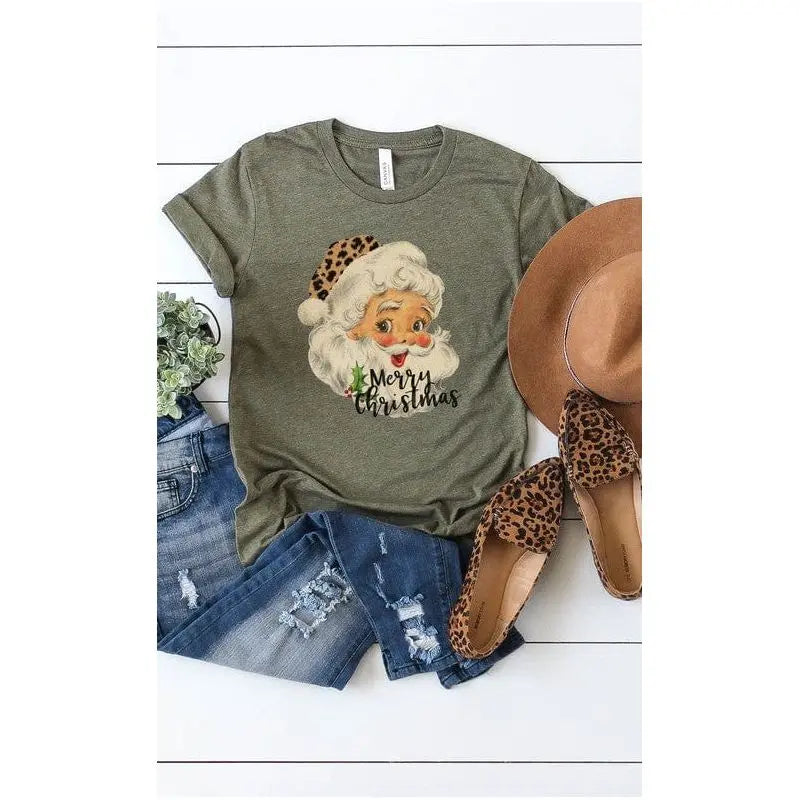 Leopard hat retro santa graphic tee L&B