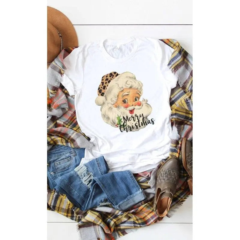 Leopard hat retro santa graphic tee L&B