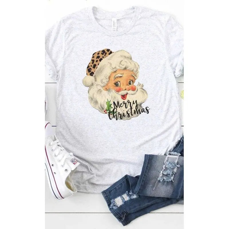 Leopard hat retro santa graphic tee L&B