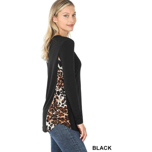 Contrast side panel leopard print long sleeve top LECCE