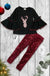 Deer antler printed bell sleeve with sequins leggings. LECCE