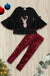 Deer antler printed bell sleeve with sequins leggings. LECCE