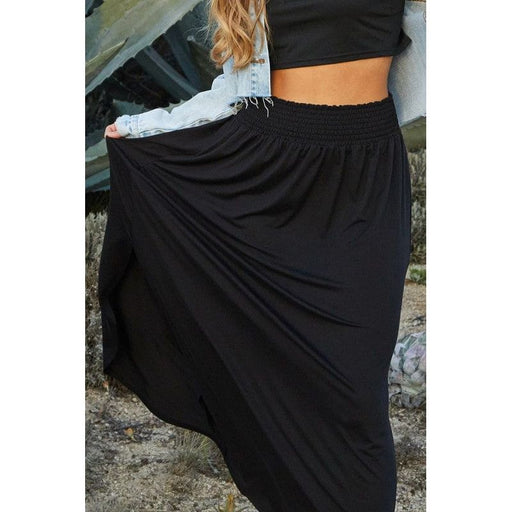Smocking waist maxi skirt with side pocket Ninexis