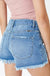 High rise medium wash frayed hem shorts- kc7259mn KanCan