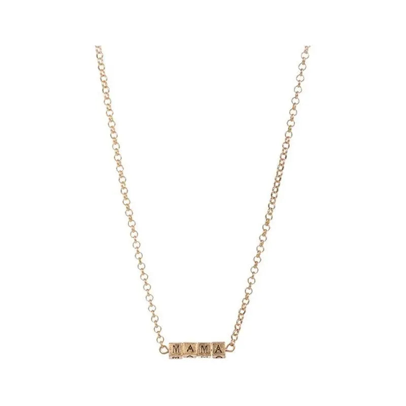 Mama square block lettering pendant necklace LECCE
