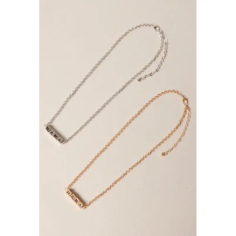 Mama square block lettering pendant necklace LECCE