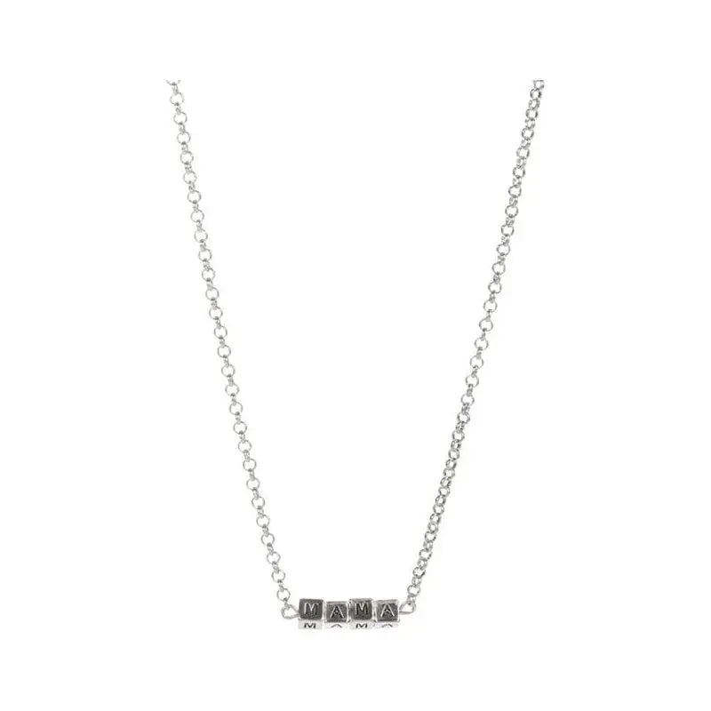 Mama square block lettering pendant necklace LECCE