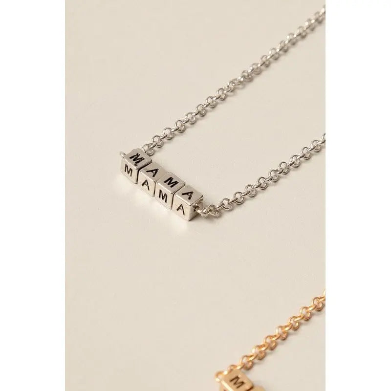Mama square block lettering pendant necklace LECCE