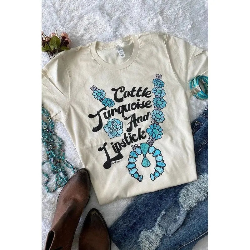 Turqoise and lipstick t-shirt LECCE