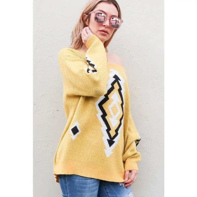 Aztec Printed Pullover Sweater LECCE