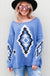 Aztec Printed Pullover Sweater LECCE