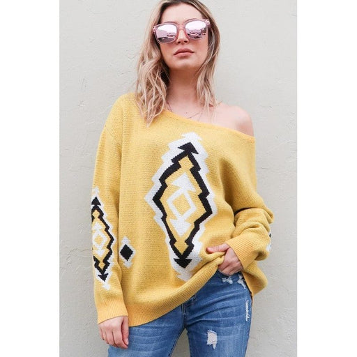 Aztec Printed Pullover Sweater LECCE