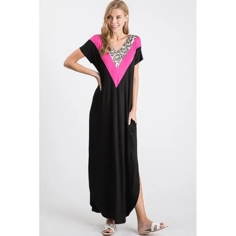Contrast Dress With Side Pocket Heimish USA