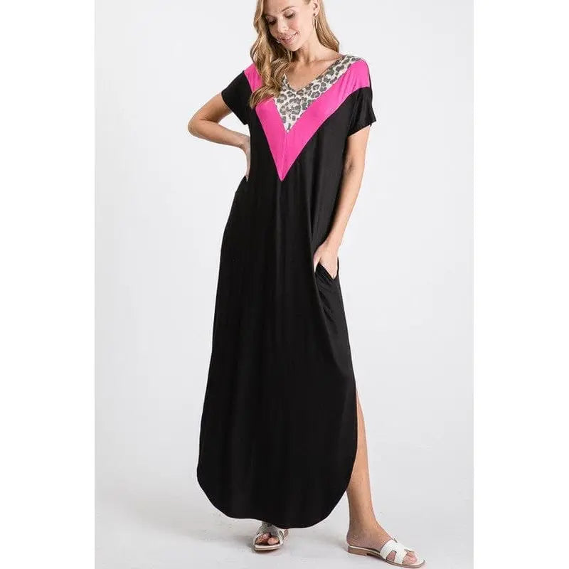 Contrast Dress With Side Pocket