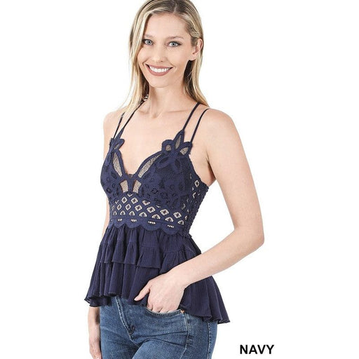 Corchet lace peplum cami