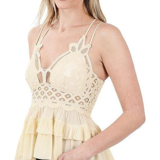 Corchet lace peplum cami