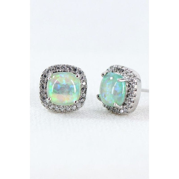 Dainty opal square stud earrings