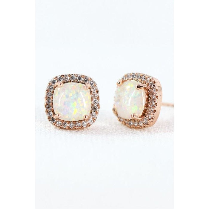 Dainty opal square stud earrings
