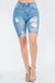 Distressed Denim Skinny Bermuda Shorts LECCE