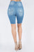 Distressed Denim Skinny Bermuda Shorts LECCE