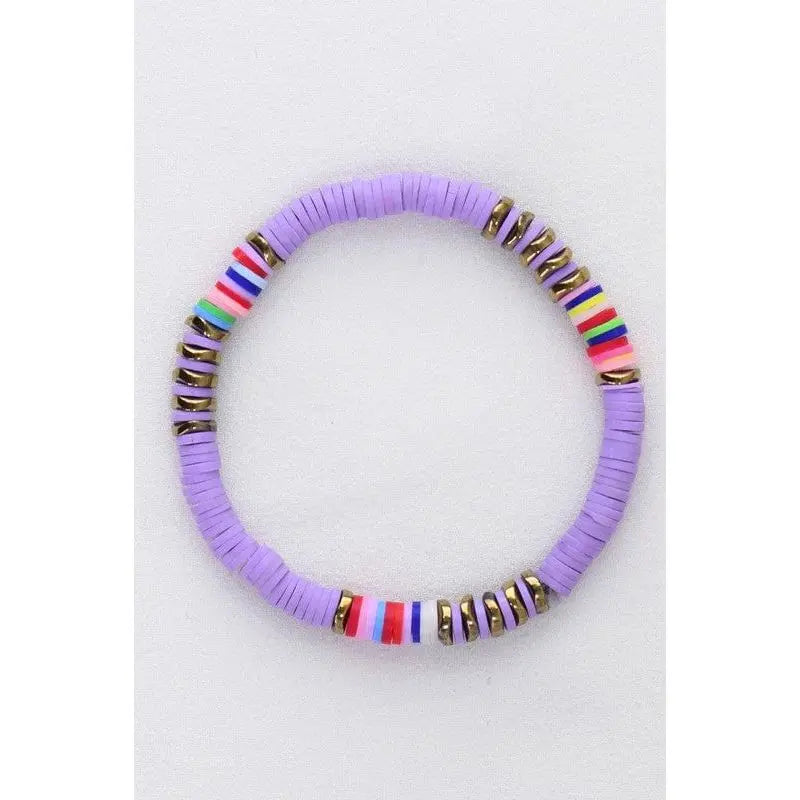 Multicolor polymer clay flat disc bead bracelet LECCE