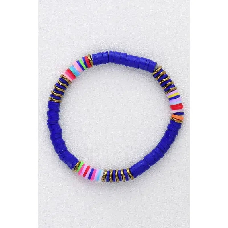 Multicolor polymer clay flat disc bead bracelet LECCE