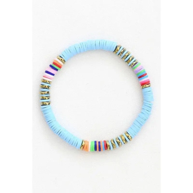 Multicolor polymer clay flat disc bead bracelet LECCE