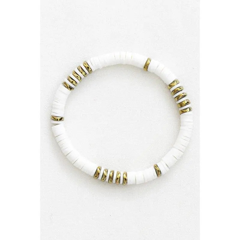 Multicolor polymer clay flat disc bead bracelet LECCE
