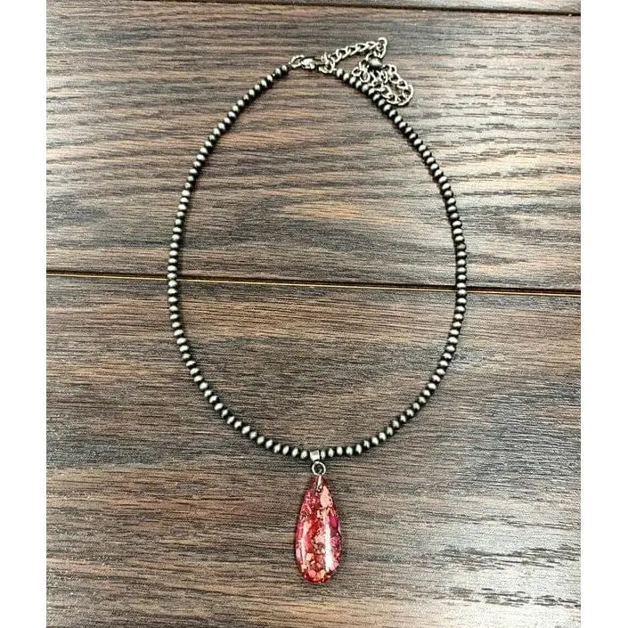 Collar de perlas Navajo, colgante de piedras preciosas naturales