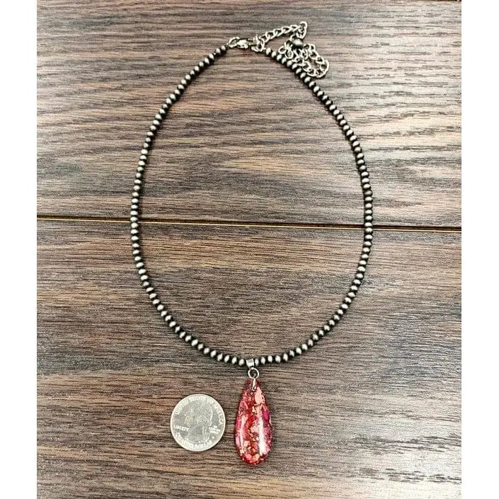 Navajo pearl necklace, natural gemstone pendant LECCE