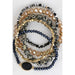 Natural dalmatian stone and crystal bracelet set