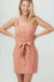 Smocked button through bow tie belted dress LECCE