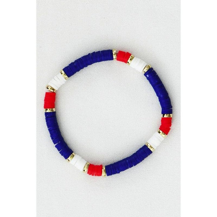 Americana Patriotic Red White Blue Bead Bracelet