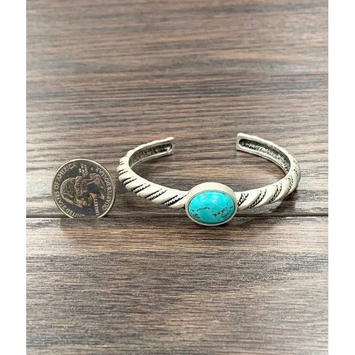 Natural turquoise "C" cuff bracelet
