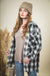 Women's Plaid Checked Button Down Hoodie Jacket - Cozy Shacket with Fringe Hem Very j