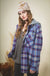 Women's Plaid Checked Button Down Hoodie Jacket - Cozy Shacket with Fringe Hem Very j