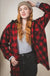 Plaid checked button down cozy hoodie jacket