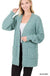 Puff Sleeve Popcorn Cardigan With Pockets Zenana