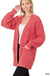 Puff Sleeve Popcorn Cardigan With Pockets Zenana