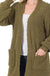 Puff Sleeve Popcorn Cardigan With Pockets Zenana