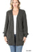 Puff Sleeve Popcorn Cardigan With Pockets Zenana