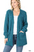 Puff Sleeve Popcorn Cardigan With Pockets Zenana
