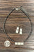 15" long, tiny 4mm navajo pearl necklace, bar turquoise pendant & earrings isac trading