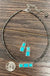 15" long, tiny 4mm navajo pearl necklace, bar turquoise pendant & earrings isac trading