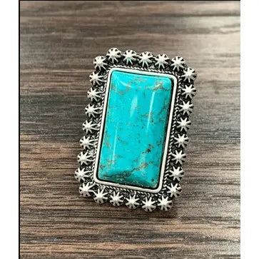 1.5" Natural Turquoise Adjustable Ring - LECCE